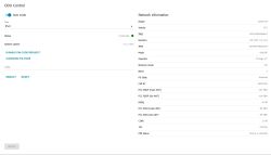 Zrzut panelu ODU Control z ustawieniami IPv4 i informacjami sieci LTE oraz parametrami sygnału