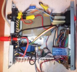 Inside of battery charger in ATX case with transformer and control circuitry