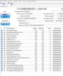 Monitorowanie parametrów dysku SSD w programie CrystalDiskInfo