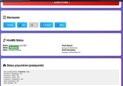 Panel statusu MQTT HiveMQ i przełączników w interfejsie sterownika
