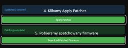 Zrzut ekranu z przyciskami Apply Patches i Download Patched Firmware