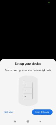 Mobile app screen with Set up your device message and Scan QR code button.