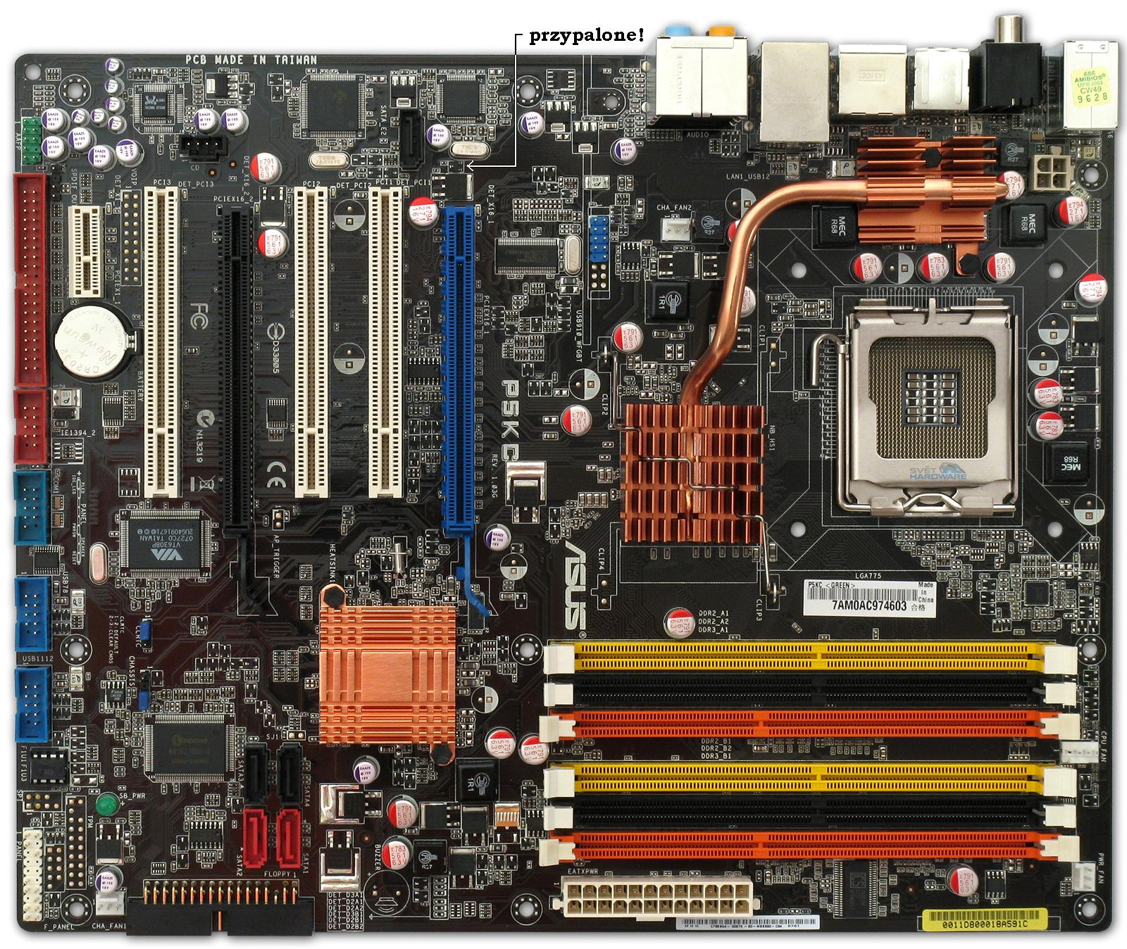 Płyta Asus P5KC - potrzebuję zdjęcie płyty w okolicy mostka północnego.