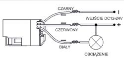 Schemat podłączenia lampy LED 24V z czujnikiem zmierzchowym 3-żyłowym (czerwony/czarny/biały)
