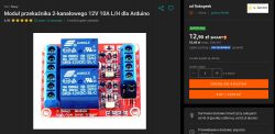 Moduł przekaźnika 2-kanałowego 12V 10A dla Arduino na stronie sklepu internetowego.