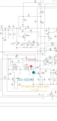 Radio Alan 109 - brak nadawania, różnica napięć przy kondensatorze C78