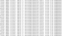 MQTT and POWER SAVE Log Screenshot Screenshot of a log showing messages related to MQTT and POWER SAVE mode.