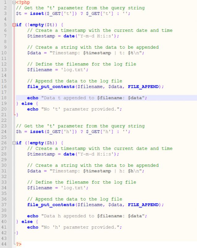 PHP Script for Recording Data from TuyaMCU Sensor PHP code for logging temperature and humidity measurements