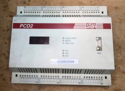 Interior of the old Saia PCD2.M120 automation controller with expansion modules