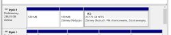 Zrzut ekranu z zarządzania dyskami systemu Windows pokazujący dwa dyski