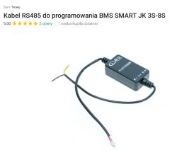 Kabel RS485 do programowania BMS SMART JK 3S-8S z trzema gołymi przewodami.