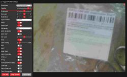 OV2640 Camera Configuration on ESP32-Cam OV2640 camera configuration interface on ESP32-Cam with quality and resolution settings.
