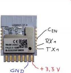 UAM027 module with pin labels and identifier