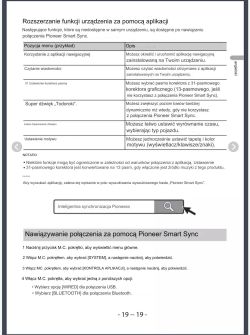Strona instrukcji obsługi radia Pioneer DEH-S520BT omawiająca funkcje dostępne przez aplikację Pioneer Smart Sync oraz sposób nawiązania połączenia.