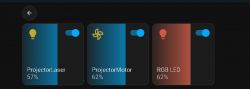 Device control panel with three widgets.