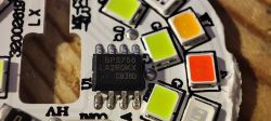 Close-up of BP5758 LED module with colored LEDs.