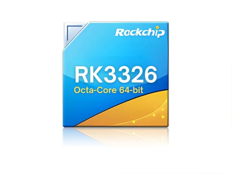 Promotional graphic of Rockchip RK3326 chip with Octa-Core 64-bit label