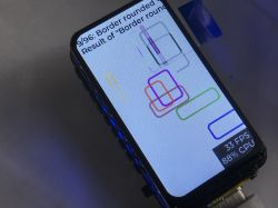 Moduł ESP32-C6 z 1,47-calowym ekranem LCD wyświetlający benchmark UI