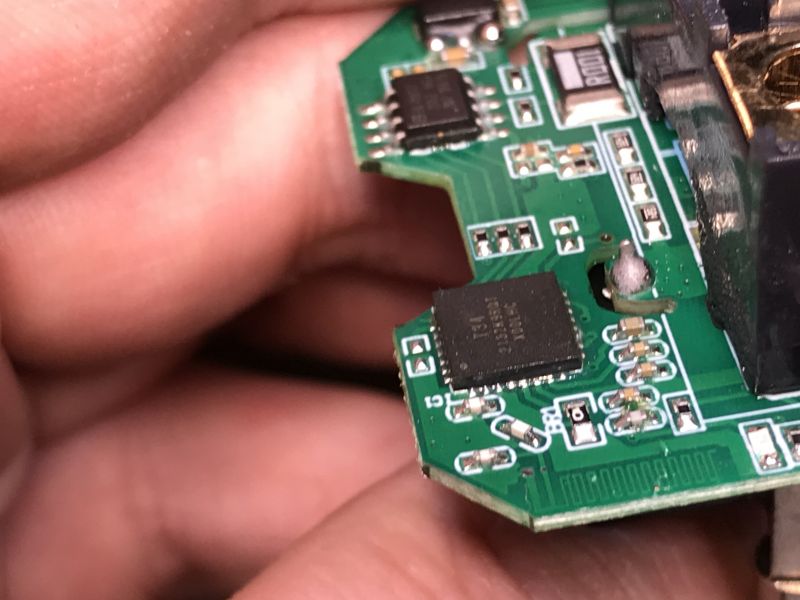 Close-up of a Printed Circuit Board Close-up of a green printed circuit board with integrated circuits and electronic components.