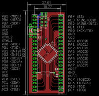 Adapter z Atmega32 w obudowie TQFP-44 do płytek stykowych Adapter z Atmega32 w obudowie TQFP-44 do płytek stykowych