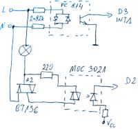 Atmega8 - Regulacja fazowa, 230V, fluktuacje natężenia światła