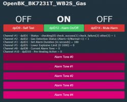 User interface of OpenBK BK7231T WB2S for gas detector management.