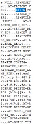 Fragment of code with AT commands from documentation related to an Ewelink device.