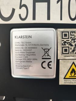 Tabliczka znamionowa kostkarki Klarstein Eszeit crush