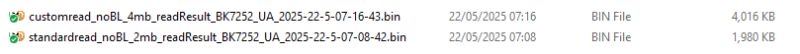 Screenshot showing two BIN files with different names, sizes, and creation dates in a folder on a computer.