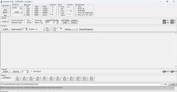 Interfejs programu Terminal v1.9b z aktywną kontrolką CTS i ustawieniem RTS on TX
