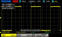 Oscilloscope Waveform of Square Wave Oscilloscope waveform displaying a square wave on a Hantek screen.