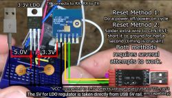 Wiring diagram for USB to UART highlighting reset paths.