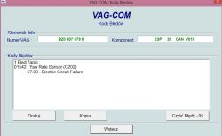 VW Vag Błąd 01542-Yaw Rate Sensor (G202)57-00-Electric Circuit Failure