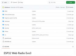 Screenshot of a GitHub repository with the ESP32 Web Radio Evo3 project.