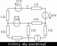 Obliczanie prądów i napięcia między x-y w obwodzie – metody: oczkowa, węzłowa, przekształcenia