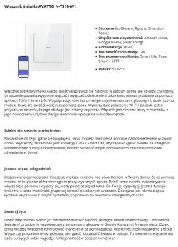 AVATTO N-TS10-W1 Light Switch AVATTO N-TS10-W1 light switch with voice and smartphone control features.