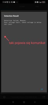 Komunikat Over Voltage Fault w VESC Tool Zrzut ekranu z komunikatem błędu: Over voltage fault w aplikacji VESC Tool