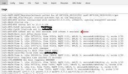 Screenshot of system logs after firmware update.