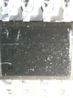 Close-up of SM16703 chip with AZYVA23 text on its surface.