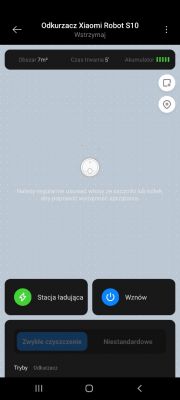 Xiaomi S10 nie rysuje mapy w aplikacji - brak ustawień i historii pracy