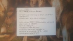 Wi-Fi Water Leakage Sensor Label Information label about the Wi-Fi water leakage sensor