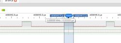 Signal graph with frequency control in MHz showing time in microseconds.