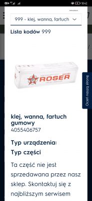 Zdjęcie opakowania kleju Roser na stronie internetowej.