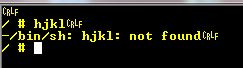 Terminal pokazujący komunikat błędu not found.