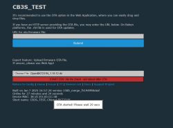 Web page with OTA update form for CB3S_TEST.