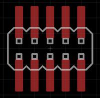 Eagle + pinhead 2x5 w rastrze 1,27 mm (0,05")