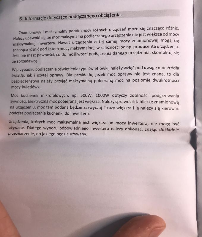 Strona instrukcji dotycząca podłączanego obciążenia.