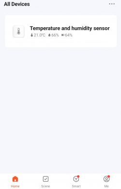 App Interface for Temperature and Humidity Sensor App interface showing temperature and humidity sensor data