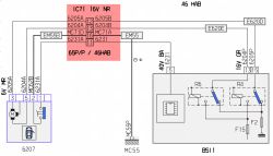 Schemat elektryczny modułu i silnika podnośnika szyby lewych drzwi