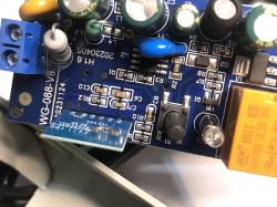 ATLO-GDC2-TUYA Garage Door Controller PCB with CB2S Module Close-up of a garage door controller PCB with visible CB2S WiFi module, relay, and electronic components.
